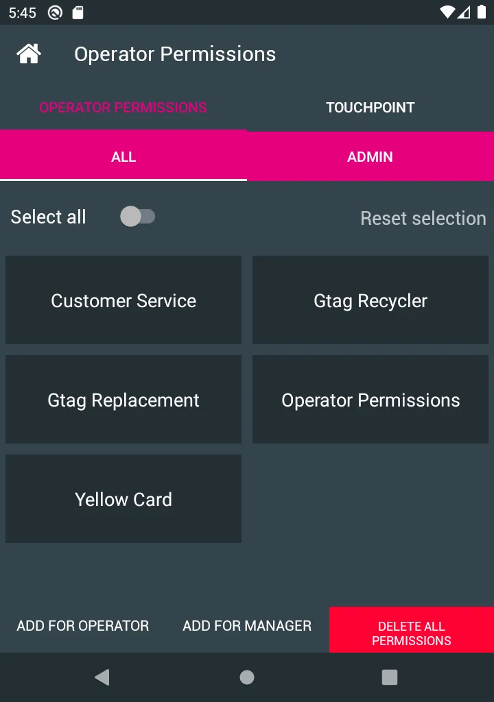Operator Permissions Delete