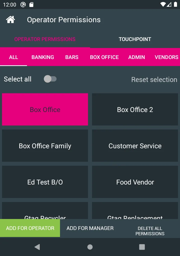 Operator Permissions Add Operator